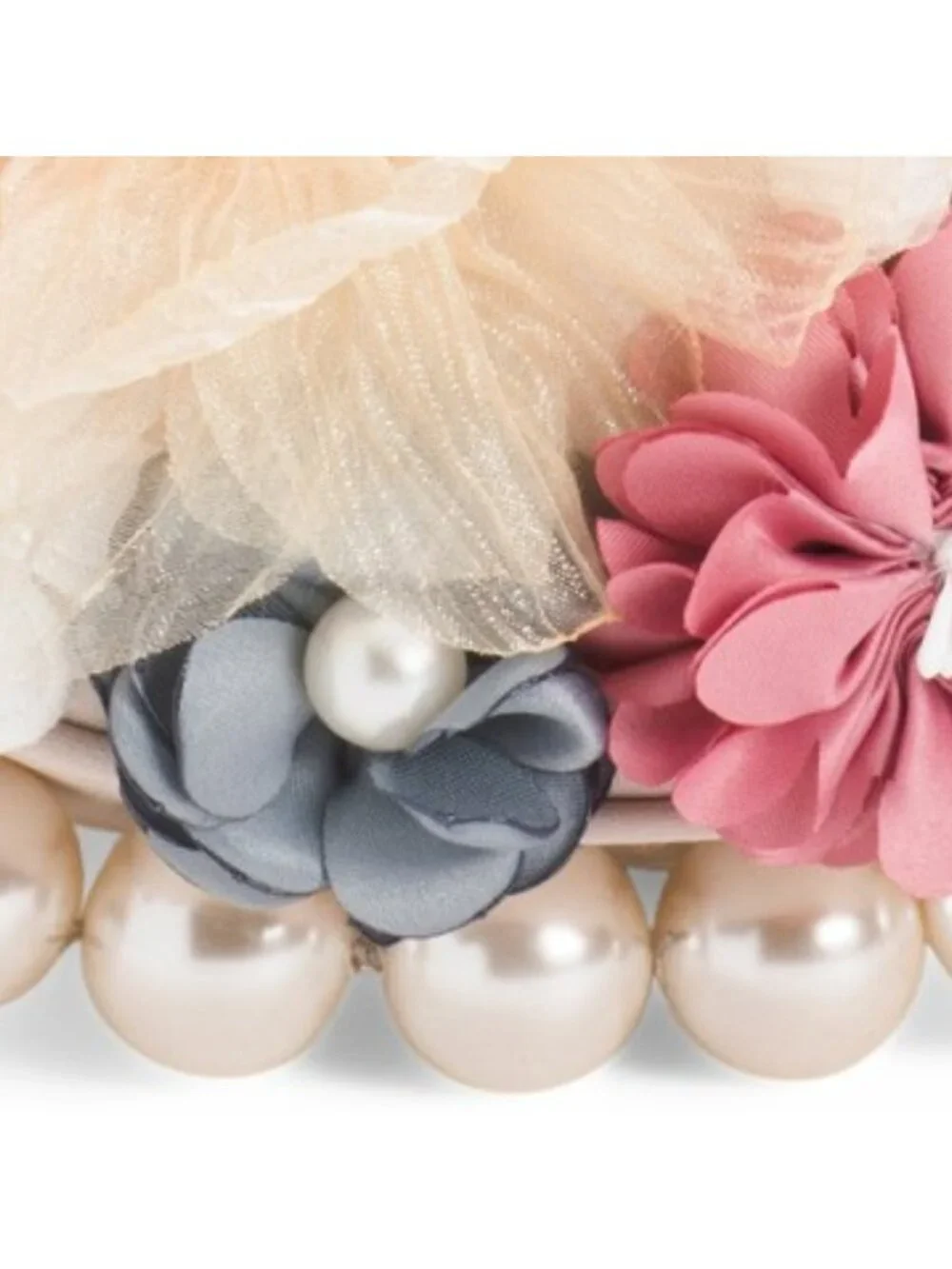 HAUTE HIPPIE STYLE Faux Pearl Handle Floral Applique Clutch